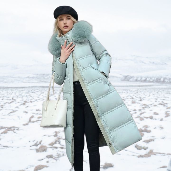 Warm & luxurious women's faux fur winter coat, elegant styling for any occasion.