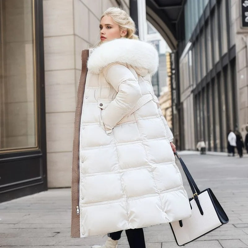 Chic faux fur coat for women, ideal for a warm & sophisticated winter ensemble.
