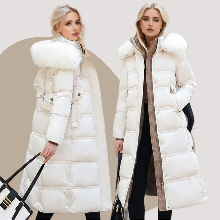 Elegant faux fur winter coat for women, ensuring luxurious warmth and timeless style.