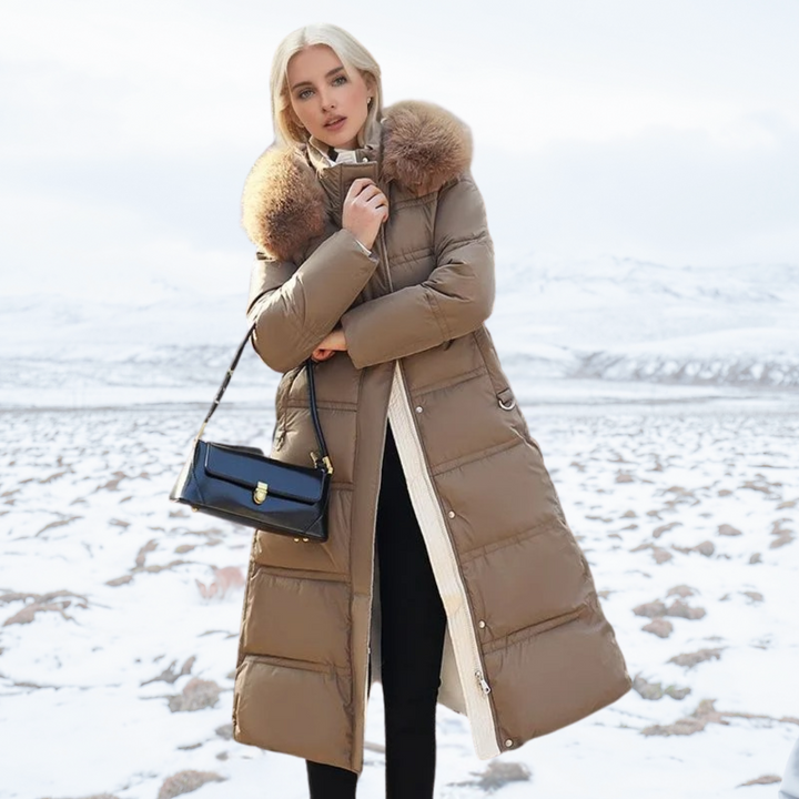 Sophisticated women's faux fur winter coat, offering luxurious style & comfort.