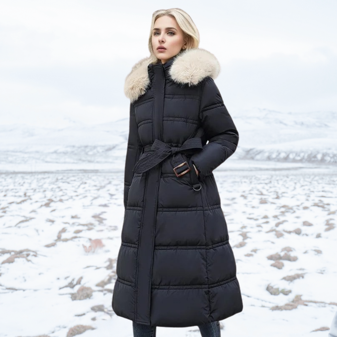 Warm women's long faux fur outerwear, a stylish cold weather essential.