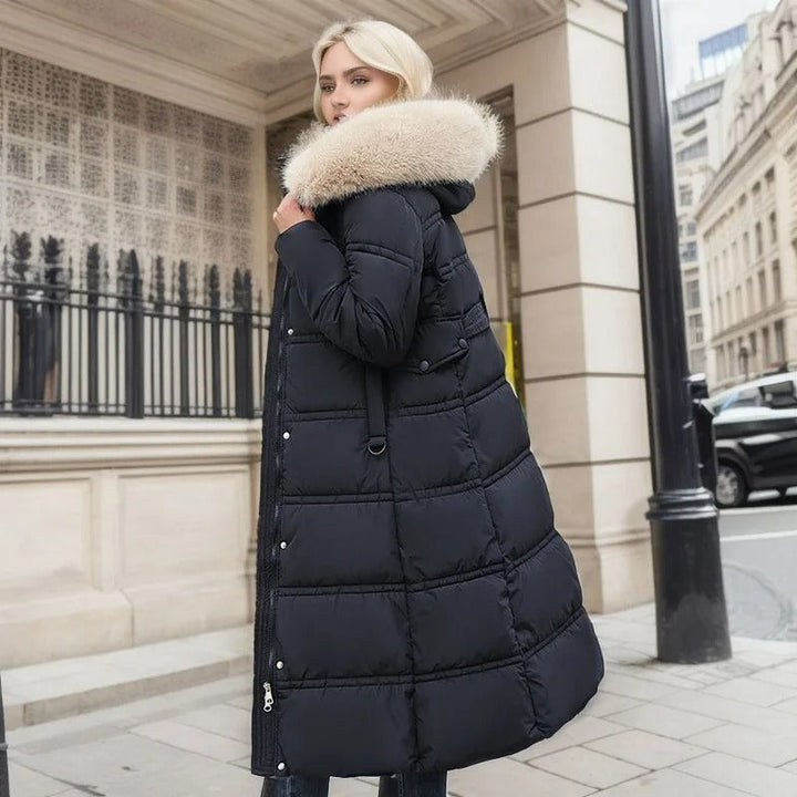 Stylish women's winter jacket with luxurious faux fur finish & sophisticated look.