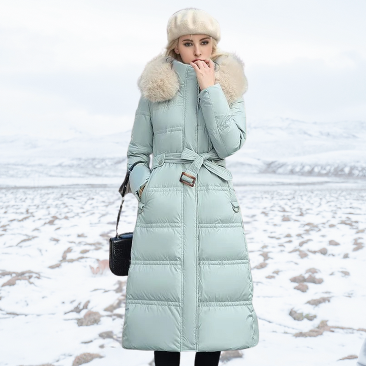Luxury faux fur long coat for women, perfect for elegant winter warmth & fashion.