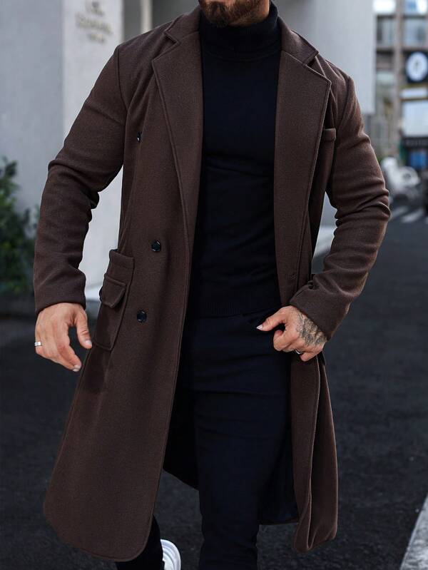 Premium Alden men's brown long coat, a warm and stylish winter coat for sophisticated men's fashion.
