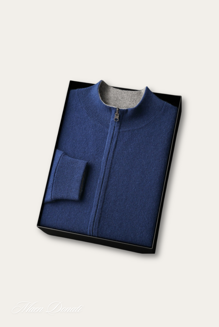 Men's warm sweater vest with half-neck design. Luxe cashmere feel, ideal for winter layering & elegant outfits.