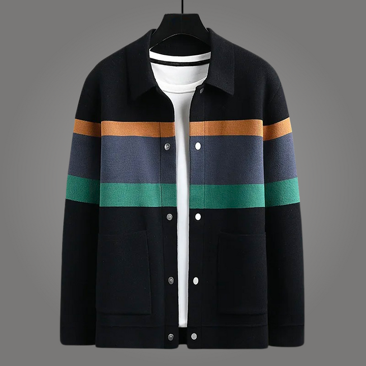 Premium men's comfortable heritage cardigan, an elegant luxury layering piece for versatile and timeless fashion.