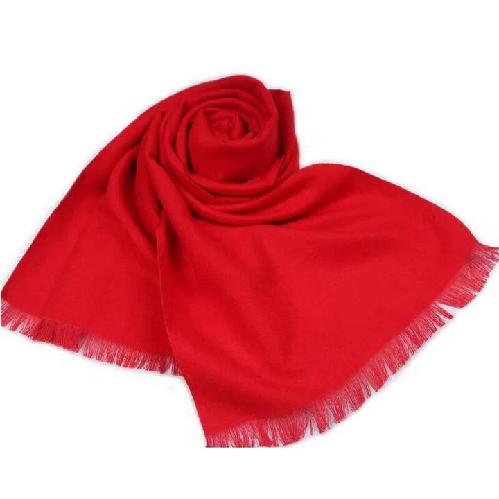 Elegant red cashmere blend winter scarf, a premium and cozy fashion accessory