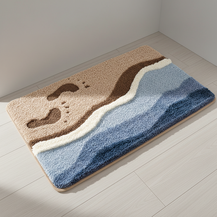 Luxurious soft plush bathroom mat, FjordFluff, providing cozy comfort & absorbent floor protection for home decor.
