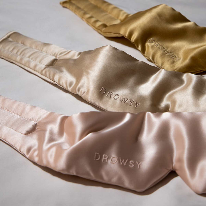 Luxury silk sleep mask, perfect for relaxation, travel, and improved sleep hygiene.