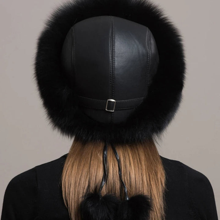 Cozy and warm women's winter hat made from genuine fox fur, ideal for cold weather comfort and luxury.