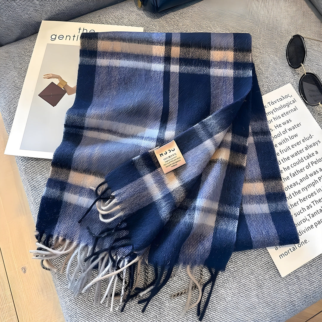 Luxurious women's checked cashmere winter scarf, soft to touch & wonderfully warm for fashion.