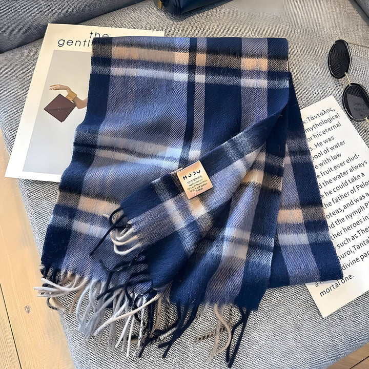 Luxurious women's checked cashmere winter scarf, soft to touch & wonderfully warm for fashion.