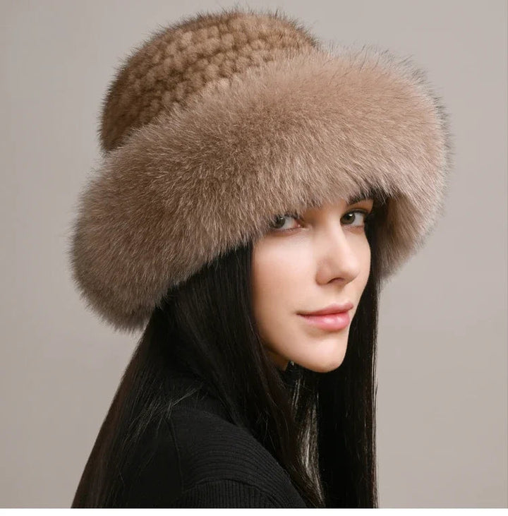 Luxuriously warm women's winter hat for ultimate comfort in cold weather. Elegant and cozy headwear.