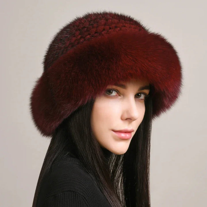 Comfortable women's warm winter hat, a luxurious and stylish headwear choice for chilly fall days.