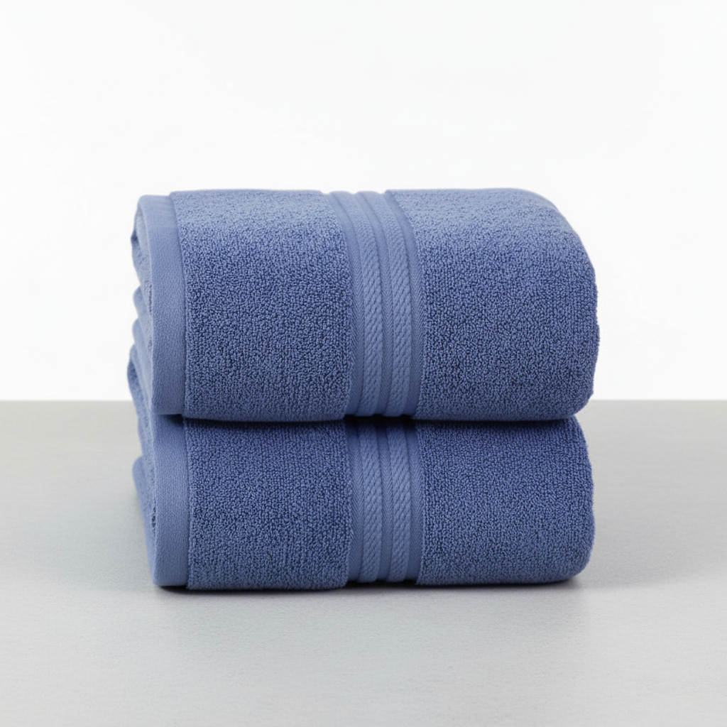 Elegant cotton bath towel set in a neutral cream color, soft and absorbent for daily use