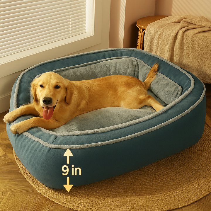 Washable dark brown luxury pet bed with a durable, removable cover ensuring long-lasting comfort for dogs.