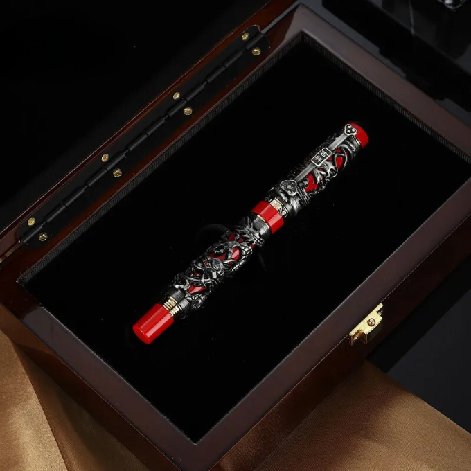 Sophisticated dragon fountain pen, ideal as an executive or collectible gift.
