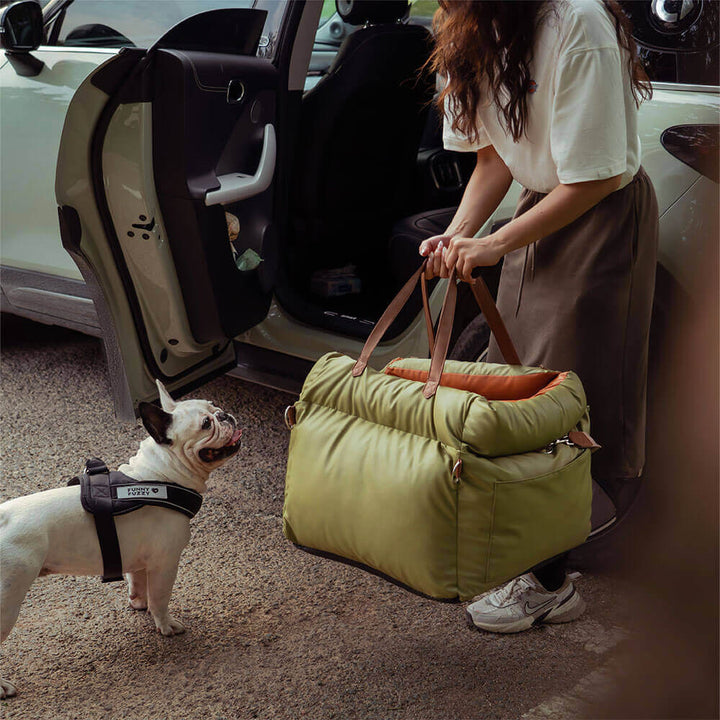 Elegant dog car seat for small to medium dogs, ultimate comfort.