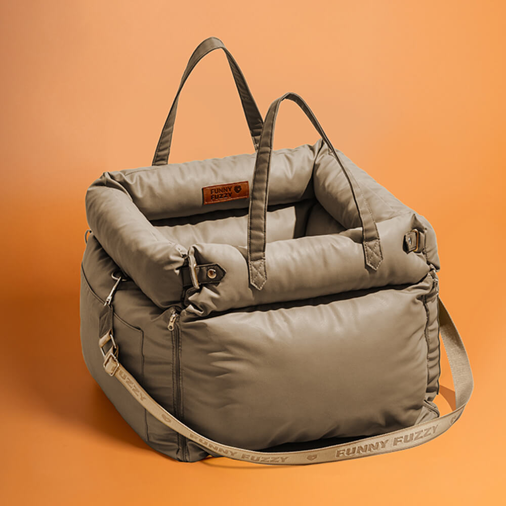 Durable faux leather dog car seat, easy to clean & maintain.