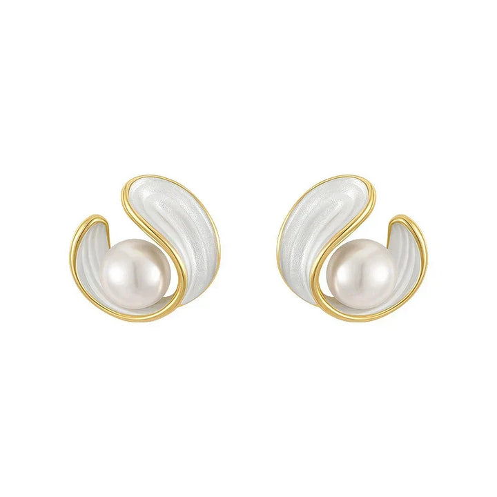 Stunning women's luxury gold pearl and opal drop earrings. A beautiful, elegant gift for her. High quality.