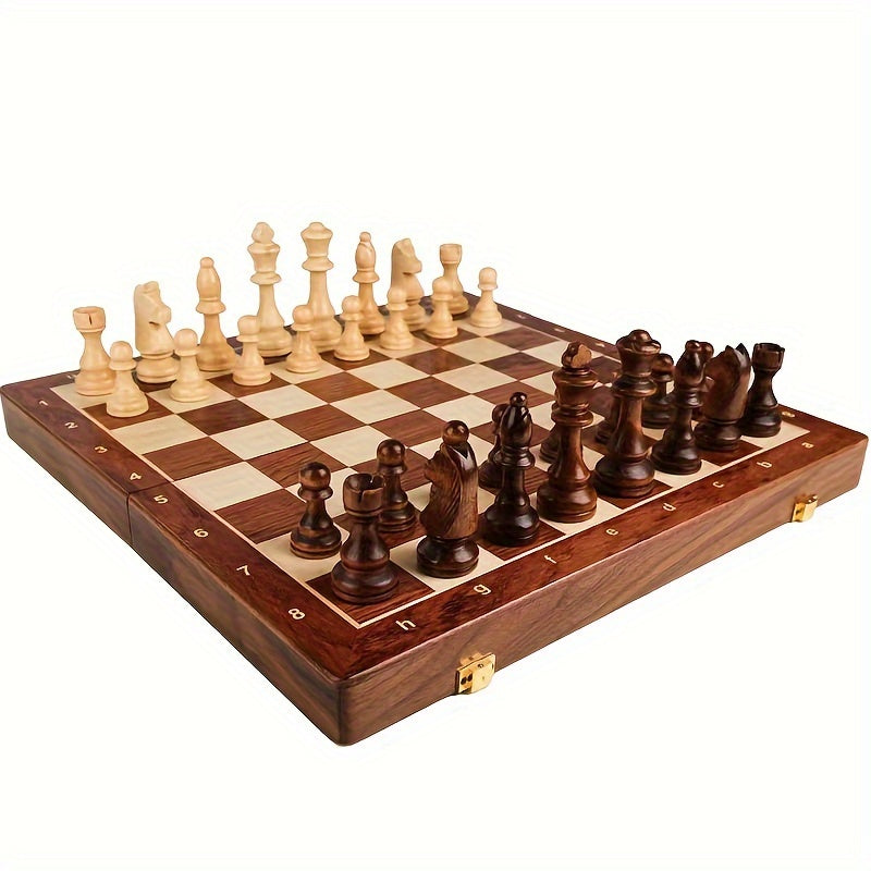 Beautifully polished solid wood chess board with pieces, a luxury home decor and strategy game