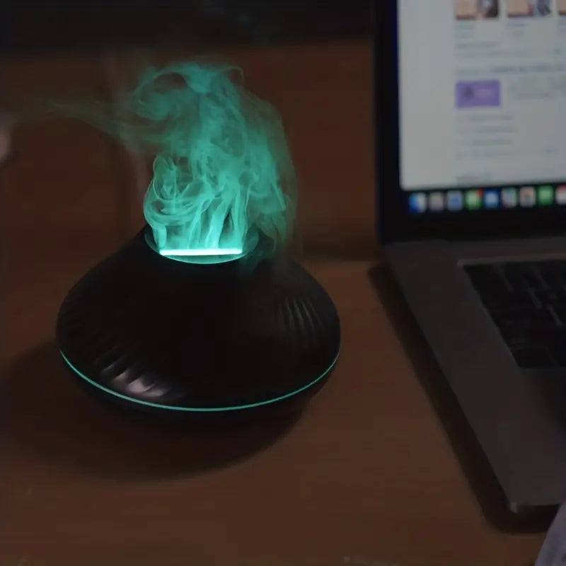 Luxe LumoMist flame effect diffuser, a USB-powered humidifier, air purifier & essential oil aroma lamp.