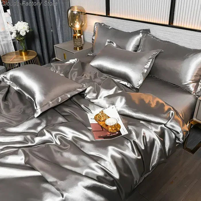 Smooth satin bedding set, perfect for a comfortable, stylish sleep experience with durable luxury.