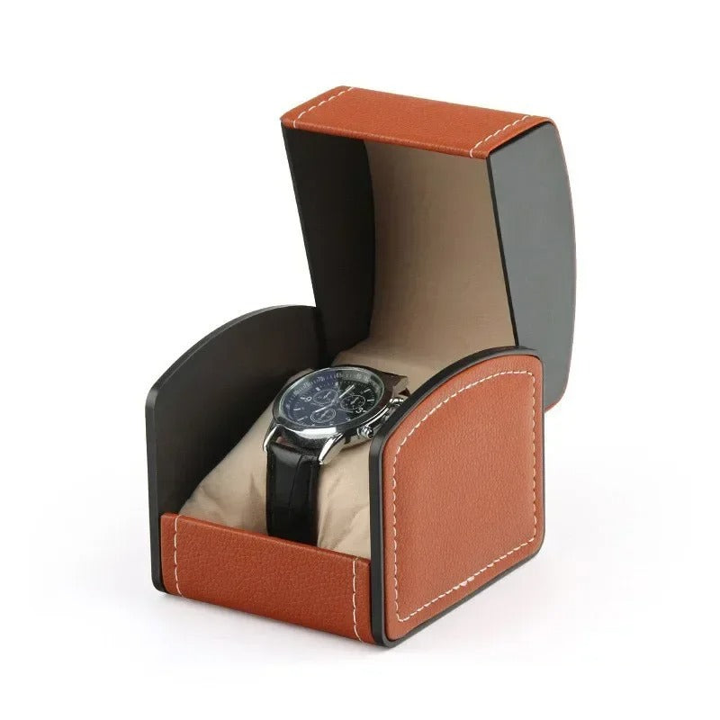 Premium single watch display case with clear lid. Showcase your luxury timepiece in style.