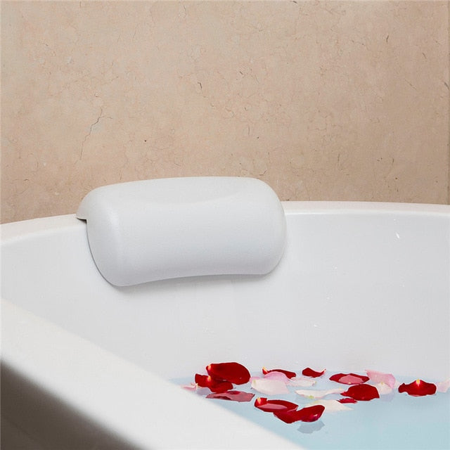 Ergonomic bath pillow for neck & back support, enhancing your luxury bath & stress relief experience.
