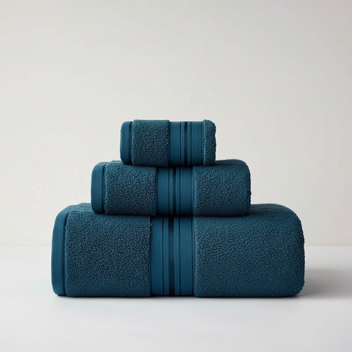 Premium Egyptian Cotton bath towel set, highly absorbent and plush for a spa experience