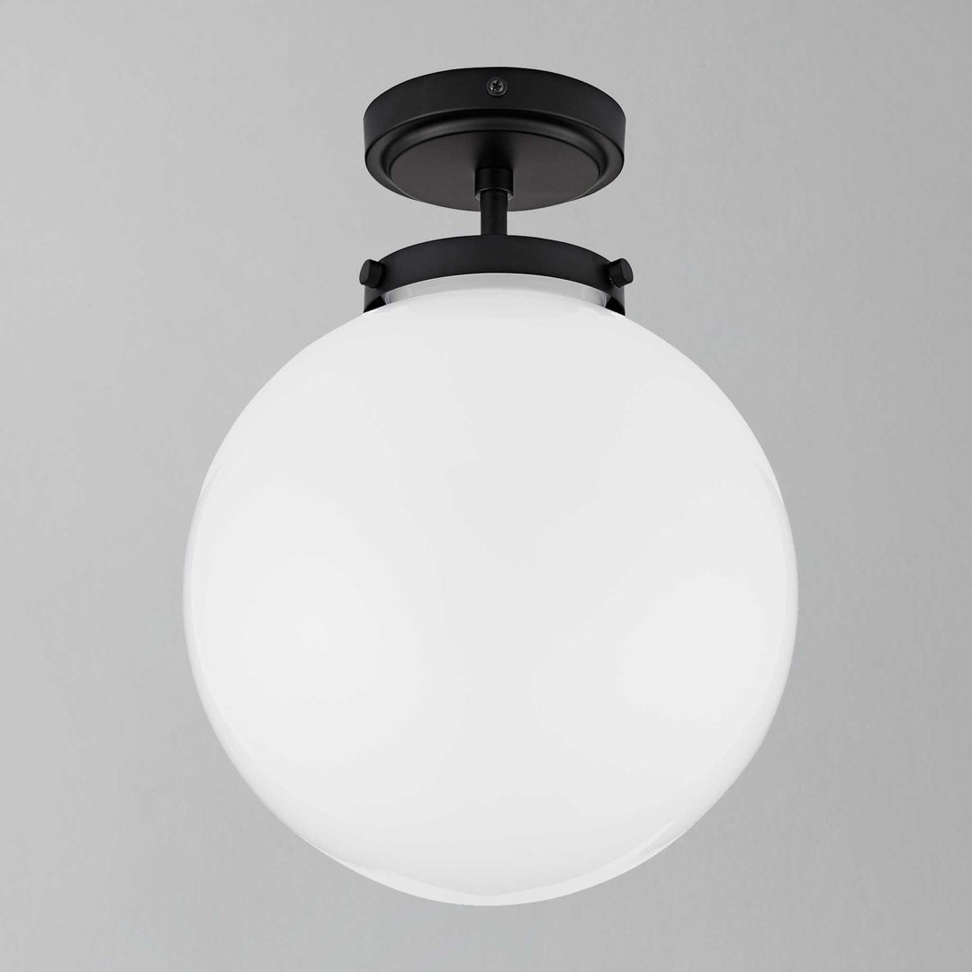 Spherical luxury LED ceiling light, modern bathroom design, damp rated for safety & style.