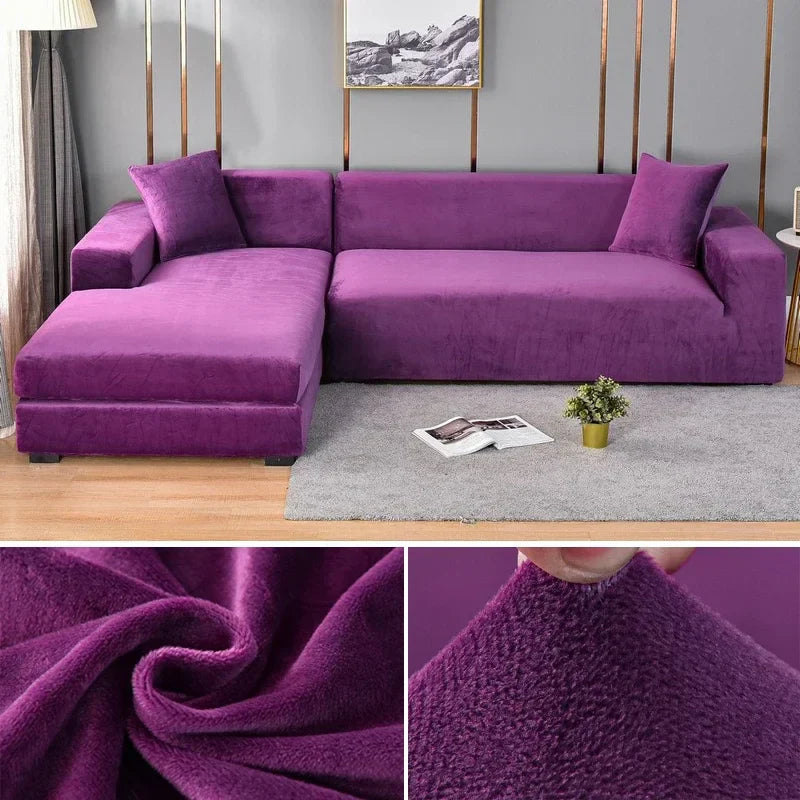 Durable stretch velvet furniture protector, transforms look, pet & kid friendly, washable.