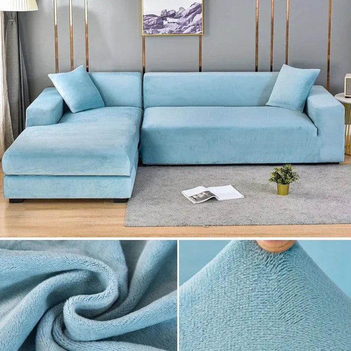 Premium stretch velvet sofa slipcover, machine washable, ensuring a clean & elegant home.