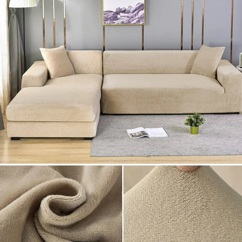 Elegant stretch velvet furniture protector, washable & easy-fit, updating home decor instantly.
