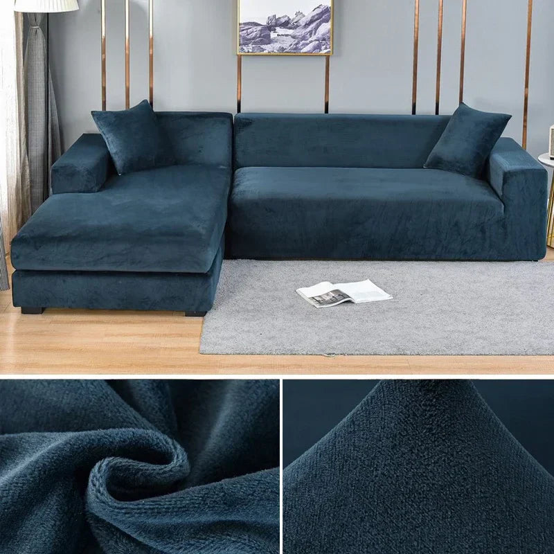 Luxurious velvet sofa cover, high-stretch fabric, modern design for a refreshed living space.