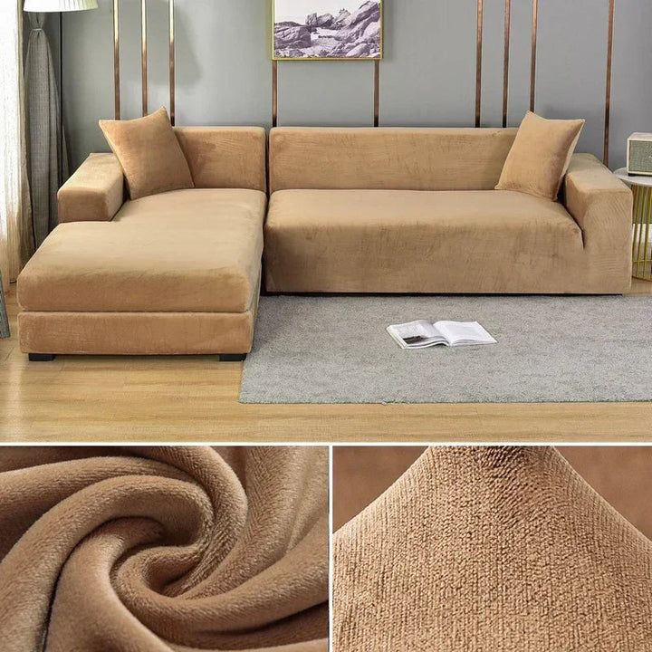 Home decor stretch velvet sofa protector, elegant & durable, fits most standard couches.