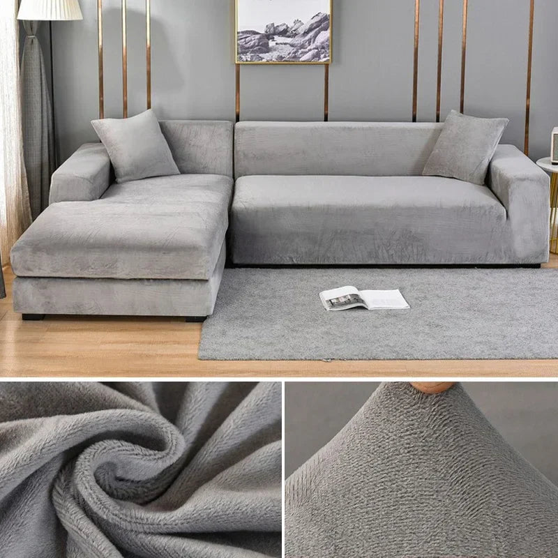 Pet-friendly stretch velvet couch cover, easy installation, luxurious feel & long-lasting.