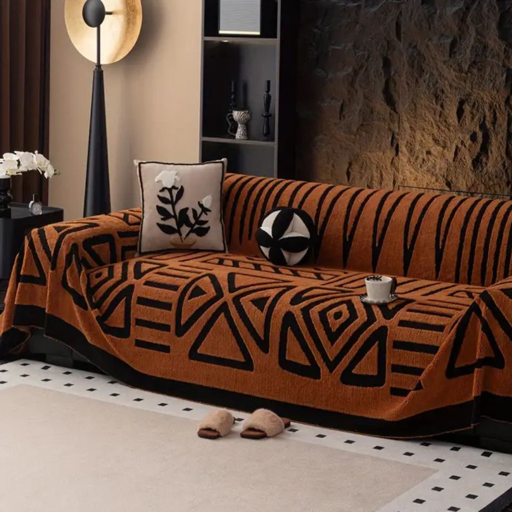 Enhance your living space with this luxury urban maze jacquard sofa cover, protection for sectionals.