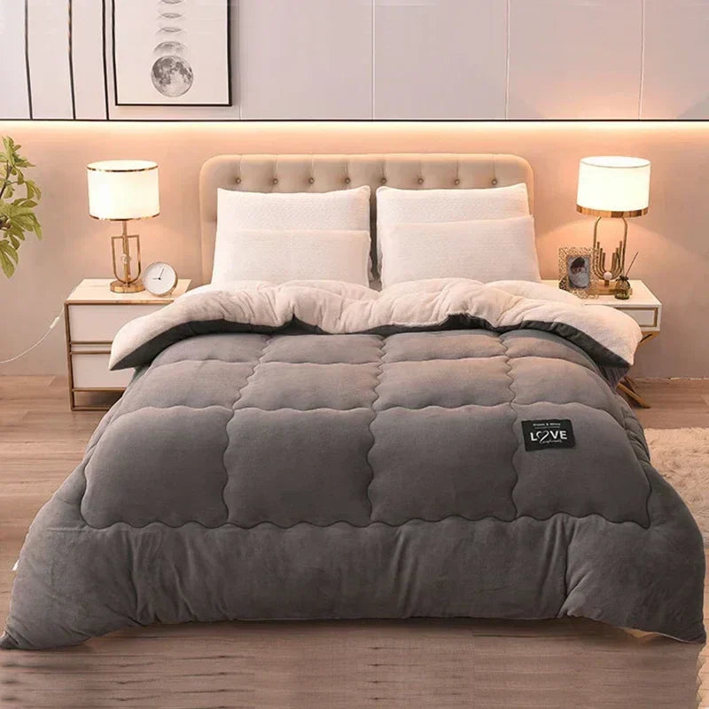 Luxury winter duvet blanket with ultra-warm flannel fleece for ultimate cozy comfort and warmth in your bedroom.
