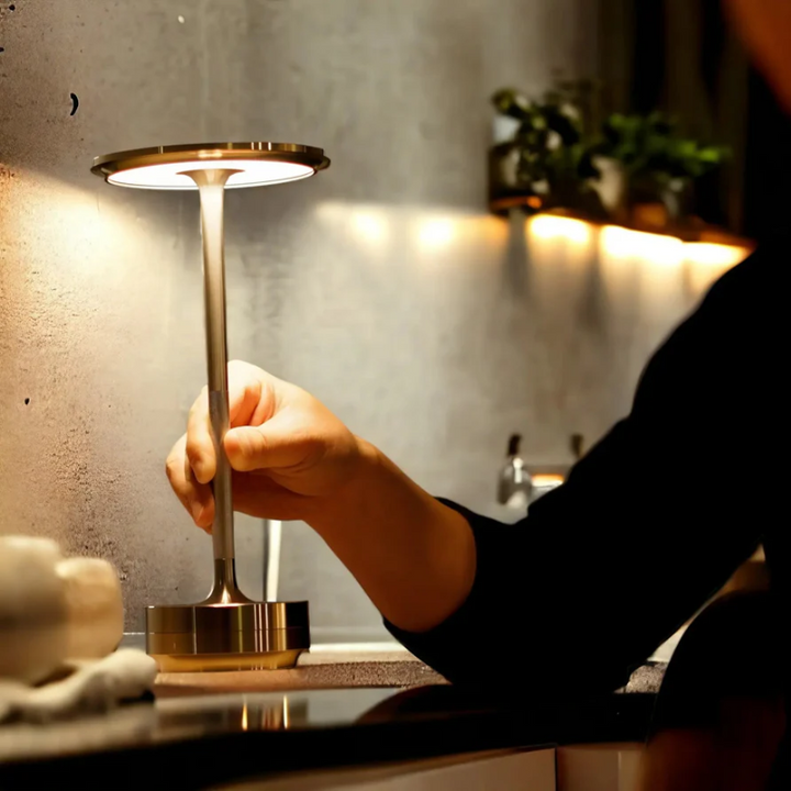 Elegant wireless lamp, ideal for living room or bedroom. Provides ambient light for sophisticated home decor.
