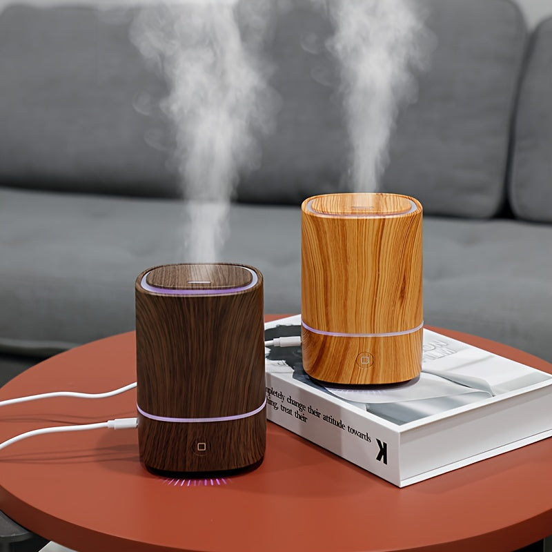 Elegant wood grain ZenAir ultrasonic diffuser with LED light. For essential oils, humidifier function & wellness.