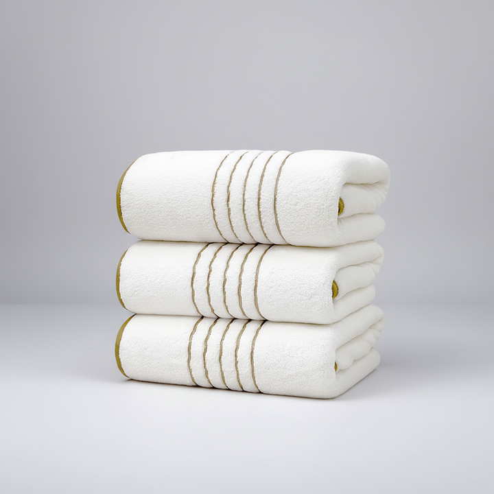 Detail of the fine weave and soft texture of a LuxuryWrap quick dry microfiber hand towel.