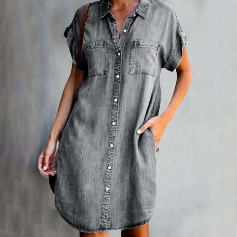 Trendy long sleeve denim dress for women, Maeve relaxed fit casual fashion