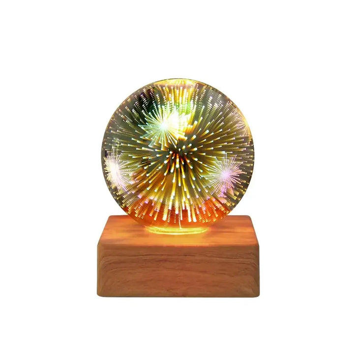Stunning crystal ball lamp with dynamic 3D firework light. Creates a magical, starburst glow for any room.
