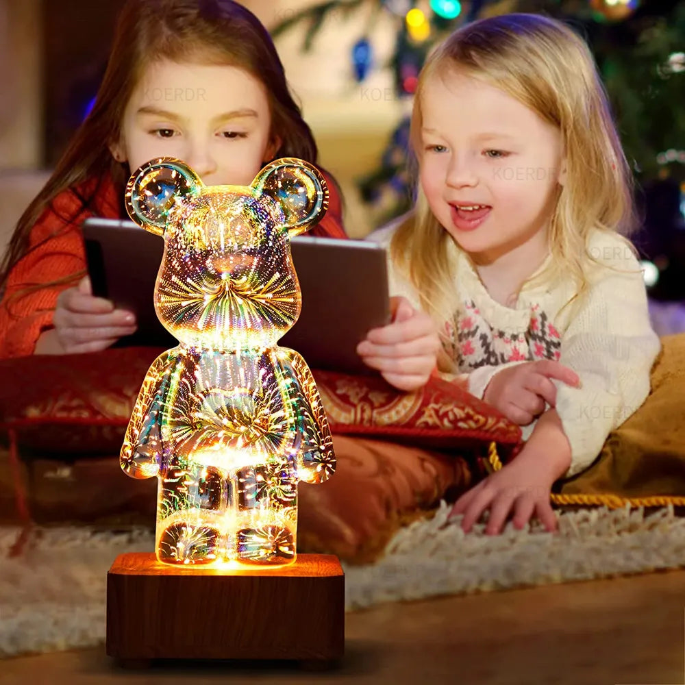 StarBear 3D firework projection lamp, perfect for mood lighting, night light, or home decor.