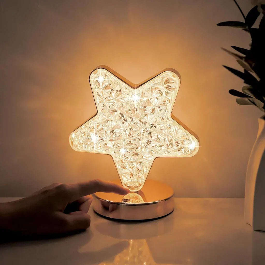Crystal Dimmable Table Lamp, elegant home lighting with moon and star design