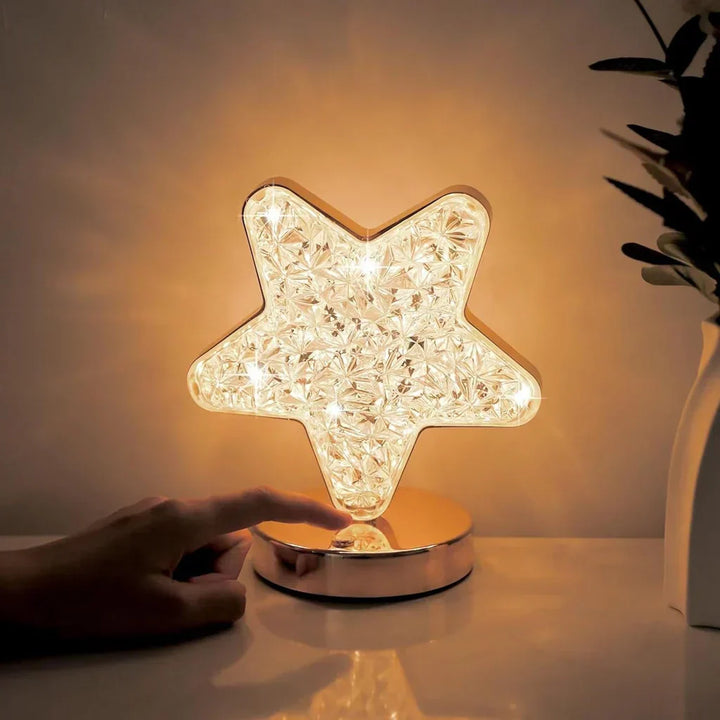 Crystal Dimmable Table Lamp, elegant home lighting with moon and star design