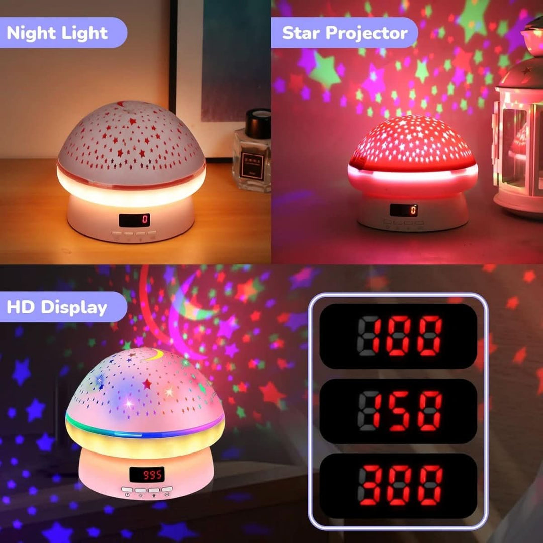 Magical mushroom night light & star projector, a perfect baby's room galaxy lamp.