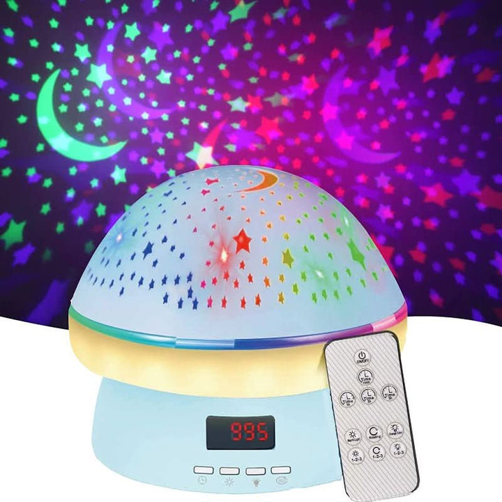 Children's mushroom lamp projects stars & galaxies, a perfect sleep aid & night light.