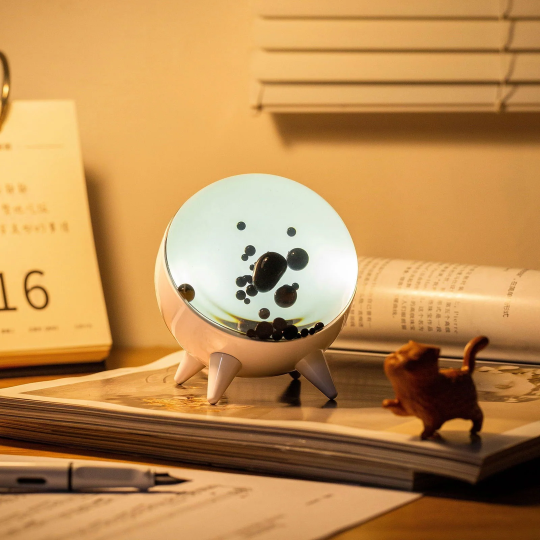 MagnePulse music-reactive ferrofluid display with dynamic spikes, showcasing LED lighting and audio visual tech